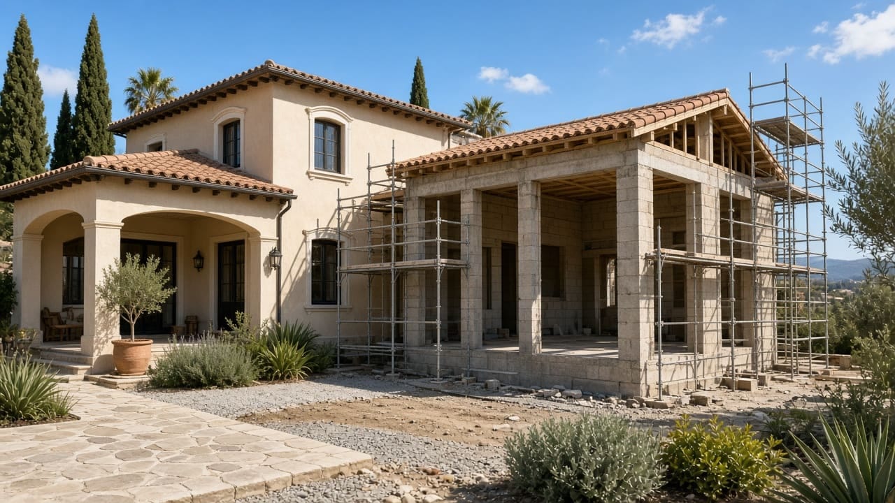 Home extension and roof addition under construction