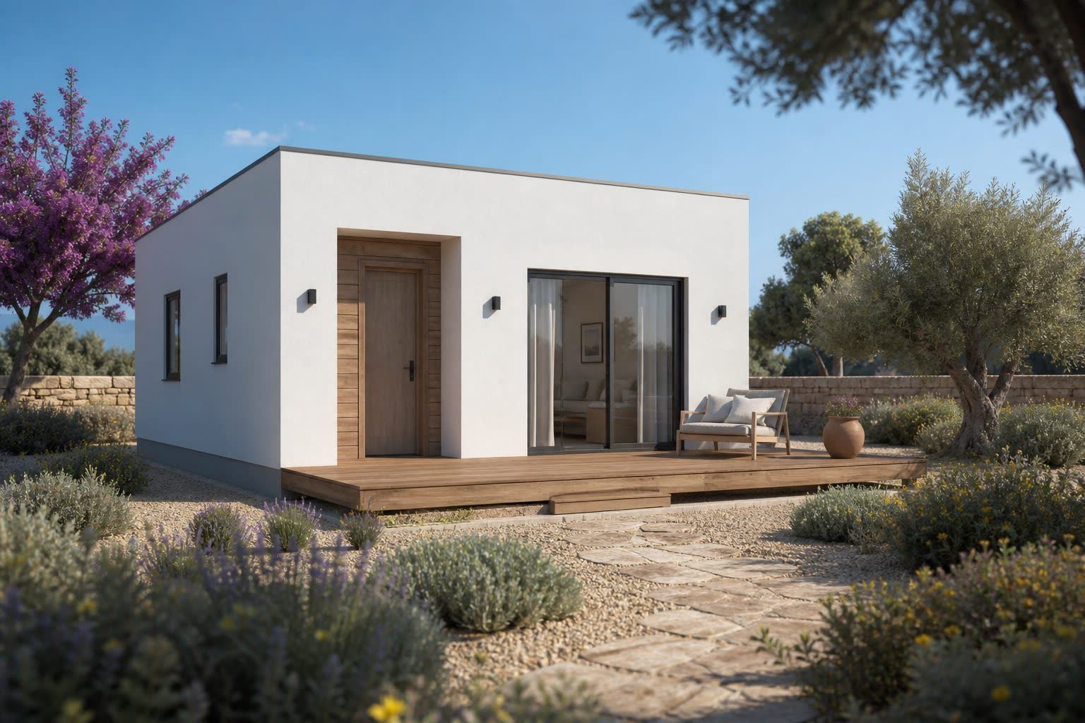 Modern steel-frame villa exterior in Cyprus