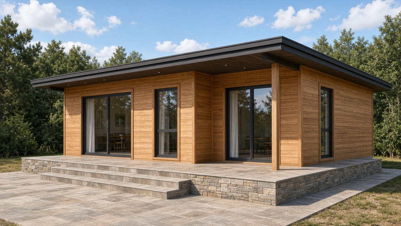 WF302 — 66 m² wood terrace bungalow