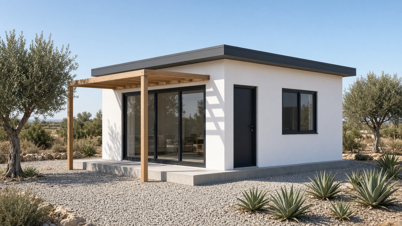 WF301 — Finished wood-frame bungalow 55 m² with timber cladding